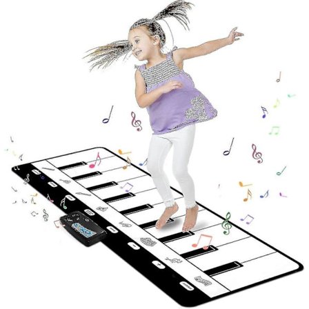 2025 Ny julegave - Pianomusikkmatte, et musikalsk leketøysgulvpiano-keyboardmatte med 8 instrumentlydeffekter, egnet for barn i alderen 2-8 år.