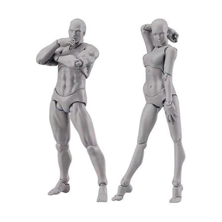 Kropsdukke, Kunstner Mannequin Blockhead Leddelt Mannequin Tegnefigurer Mand+Kvinde Sæt (Grå)