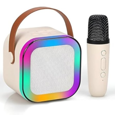 Karaoke-mikrofonhøyttaler for barn, Bluetooth-kompatibel trådløs karaoke-mikrofonhøyttaler med RGB LED-lys, gave til jenter og gutter