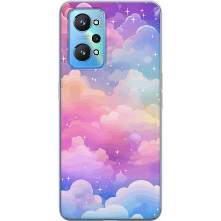 Kompatibelt Mobildeksel til Realme GT Neo2 Søt enhjørning med regnbuefarget hår mot en stjernebelagt pastellbakgrunn i kawaii-stil