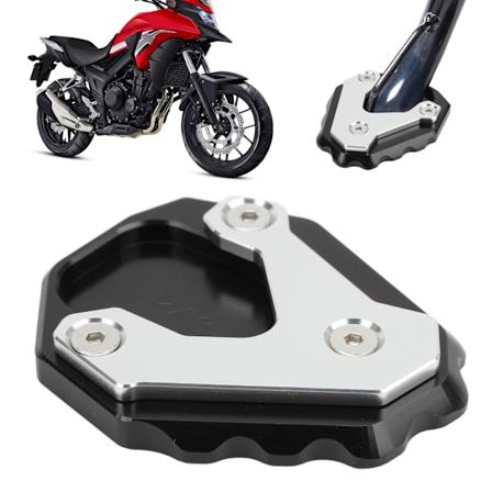 Motorsykkel Støttefotforlenger Aluminium Legering Side Støtte Utvidelsesplate Pute Erstatning for CB500X 2019+ (Svart)