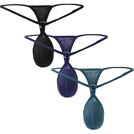 2025 Senaste Modell Herrstringkalsonger Låg Midja G-string & Tanga Underkläder Sexiga Andningsbara Silkeslena Bikini Kalsonger T-rygg Svart/Marinblå/