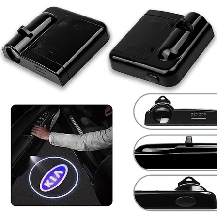 2 stk Passer til Kia Dørlys Logo, trådløst Bil Dør Projektor Logo Lys HD LED Hilsen Spøkelse Skygge Velkomst Lampe