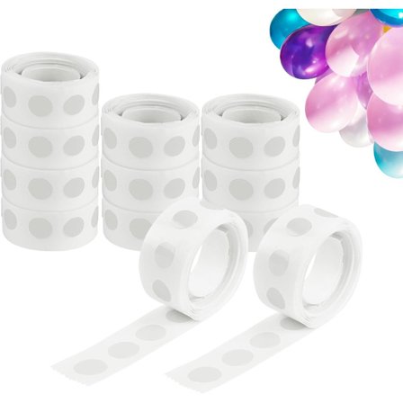 1200 stk. - Ballon Lim Dots - Dobbeltsidet Klistermærker - Aftagelig Rund Lim - Ikke-Sporløs