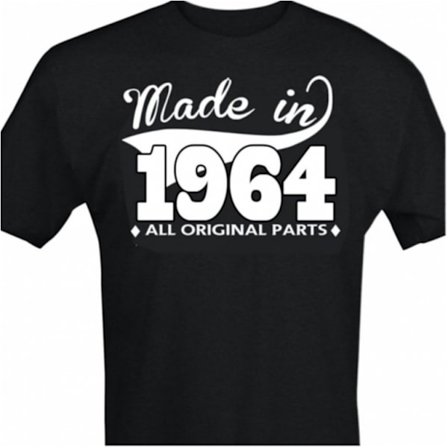 Svart T-shirt med design - Made in 1964 - All original parts