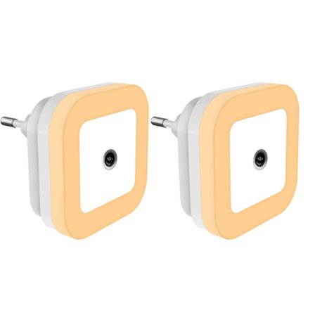 2 stk. automatisk natlys, skumringssensor natlampe, dæmpbar lampe, natlys stikkontakt, varmt hvidt