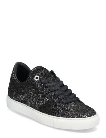 La Flash Leather Mix + Glitter Designers Sneakers Low-top Sneakers Black Zadig & Voltaire