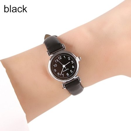 Naisten kellot nahkahihnalla MUSTA