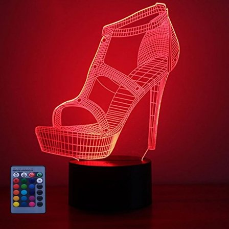 3D Højhælede Sko Natlys Illusion Lampe 7/16 Farveskift LED Lampe USB Drevet Berøringskontakt Fjernbetjening Gave Børn