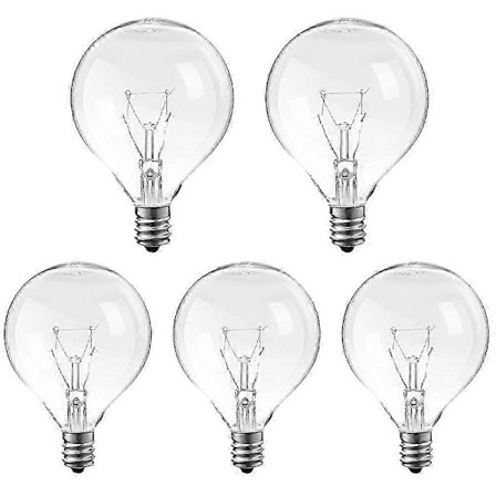 E12 Kynttiläkruunu Vahalämmittimen Lamput 25W 5-pakkaus, Hehkulamppu Tuoksulämmittimiin (Fww)