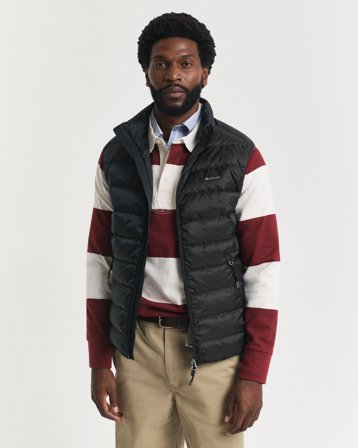 GANT Herren Leichte Daunenweste (L) Schwarz Grau