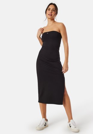 TOMMY JEANS Midi Bodycon Tube Dress BDS Black Klær