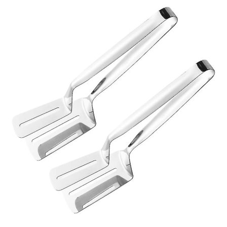 Rustfritt stål dobbeltsidig stekespade, tang for matlaging, vendespade tangklips for fiskbiffbbqkjøttspizza