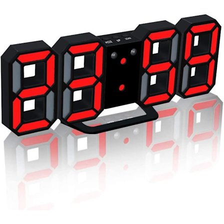 3D digital väckarklocka LED väggklocka med 3 justerbara ljusstyrkenivåer Snooze Dimmer Lätt att läsa