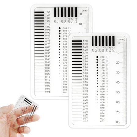 2 stk Sprekkmåler Linjal Transparent Linjal for Måling og Registrering av Skader og Sprekker på Flatt Murverk