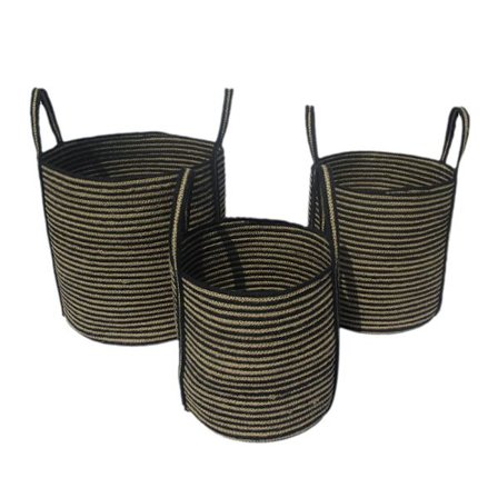 Jutekurvsæt, 3 dele, 40x40x40 cm, natursort