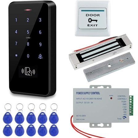 IP68 vedenpitävä ulko-oven kulunvalvontajärjestelmä RFID-näppäimistöllä + 180 kg sähkömagneettinen lukko + virtalähde + 10 avaimenperää