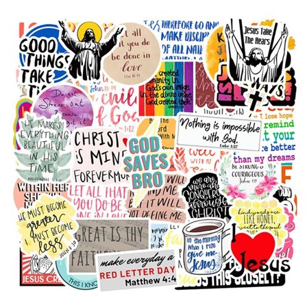 50 klistermärken med Jesus-tema i hög kvalitet