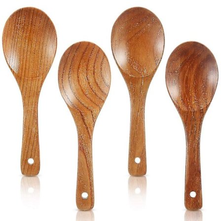 4 stk. Tresleverskjeer 21,5 cm Tre Ris Padle Allsidig Serveringsskje Ikke-klebende Varmebestandig Coo-yuhao