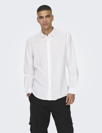 ONLY & SONS Onscaiden Life Ls Solid Linen Shirt Noos - White - XXL