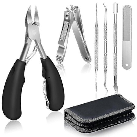 Negleklippere til tykke negle og indgroede negle til seniorer - Negleklippere i rustfrit stål med blødt greb og neglefil A