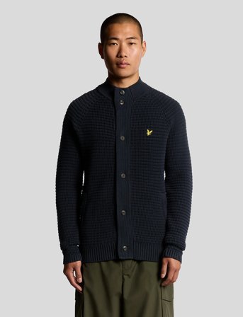 Lyle & Scott Button Through Funnel Neck Jumper - Navy - S