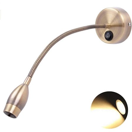 LED-vägglampa med justerbar arm, vägglampa i europeisk stil, modern design, med strömbrytare och en svanhals sänglampa.
