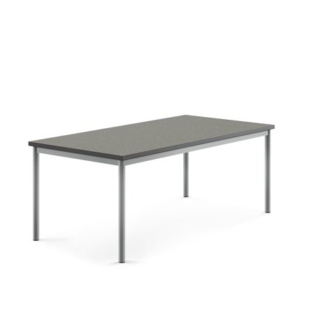 Tisch SONITUS, 1600x800x600 mm, Linoleum dunkelgrau, alugrau