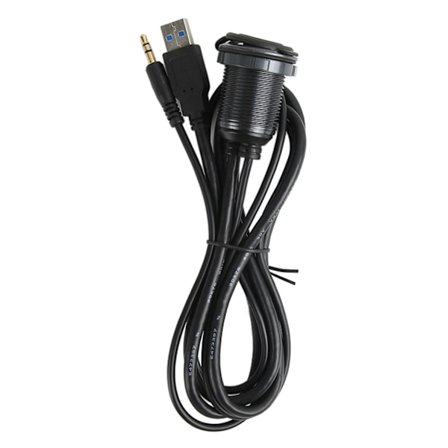 Auton kiinnitys, upotettu kaapeli USB 3.0 AUX DC 3.5 mm portti, kojelaudan kiinnitys, upotettu kaapeli LED-indikaattorilla autoon, veneeseen ja 