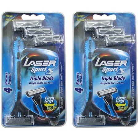Rakhyvel 8-pack Laser Sport, 3-bladig hyvel för män, killar