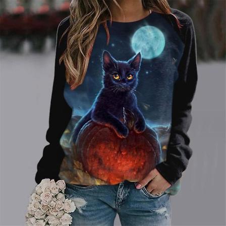 Kvinder Halloween Sweatshirts Græskar Ansigt Dansende Skeleton Skjorte Langærmet Sweater Funny Graphic Pullover style 8 M