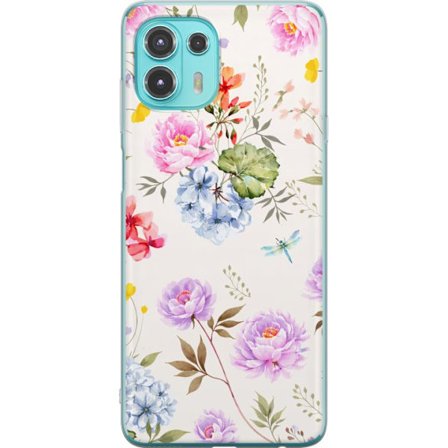 Kompatibelt Mobilskal till Motorola Motorola Edge 20 Lite Floralt mönster med handmålade blommor, fjärilar och insekter i romantisk skandinavisk st