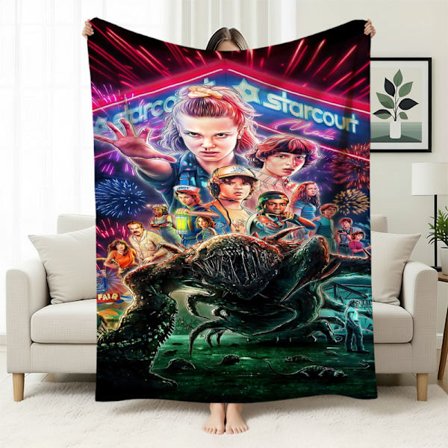Stranger Things 5 Fleecefodrad Varm Filt, Stranger Things-tema Filt för Tupplurar, Flanellfilt, Specialtillverkad
