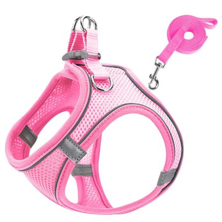Air Dog ele Allväder Mesh med 2 metall D-ringar reflekterande mjuk - Perfet Pink S