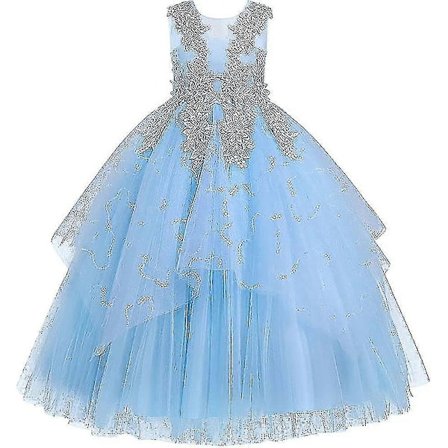 Blomsterpikekjoler Ermeløs Blomsterblonde Prinsesse Tyll Tutu Junior Brudepike Bryllup Første Kommunion Festspill Bursdagsfest Maxi Ballkjole