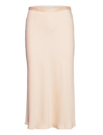 Recycled Cdc Bias Cut Midi Skirt Knälång Kjol Beige Calvin Klein