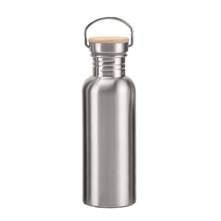 Sportvattenflaska i rostfritt stål med handtag Oisolerad matklassad enkelvägg för cyklister Löpare Vandrare Camping 1000ml