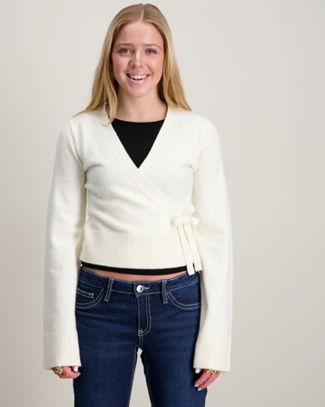 Gina Tricot Young Y wrap cardigan Cremefärgad Tröjor Tjej - Kids Brand Store