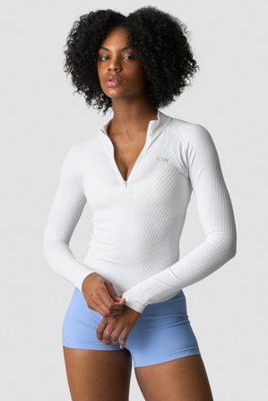 ICANIWILL - Ignite Seamless 1/2 Zip Long Sleeve White - Langermet - Dame - ICIW