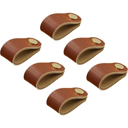 6 stk. Lædergreb, Lædermøbelgreb, Læderknap