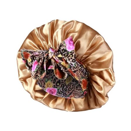 Sateng Blomster Sovehette – Bredbremmet Badehette med Stor Sløyfe, Ekstra Stor Størrelse