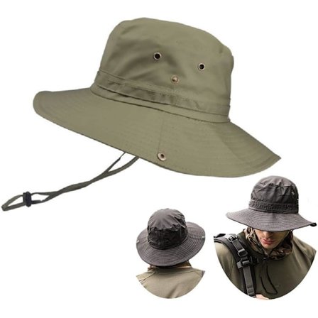 Super brede solhatter for menn, utendørs fiskebøtte Boonie-hatt vanntett pustende mesh-hette for fotturer, reiser, camping, hagearbeid og båtliv