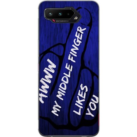 Kompatibelt Mobildeksel til Asus ROG Phone 5 Mørk typografisk illustrasjon med hjerteform og budskap om vennskap mot dyp blå tretekstur