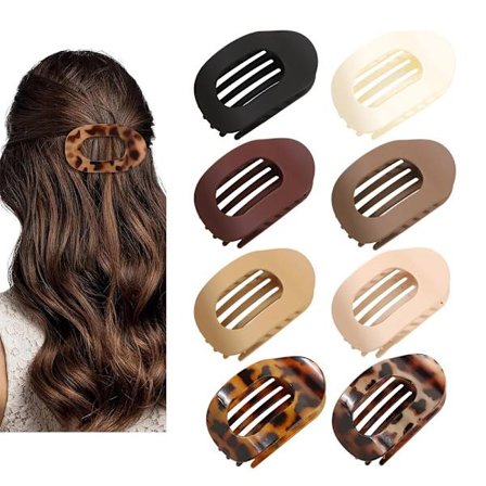 Flade Hårklemmer til Kvinder Stilfulde Buet Blliptiske Flade Hårklemmer Skridsikre Alligatorklemmer (Oval 8 stk)
