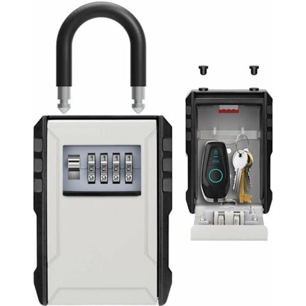 Vanntett Utendørs Sikkerhetsnøkkelboks Nøkkelboks med Krok Stor Nøkkelboks for Nøkler, Kort Hjem Skoler Kontorer Garasjer, Grå