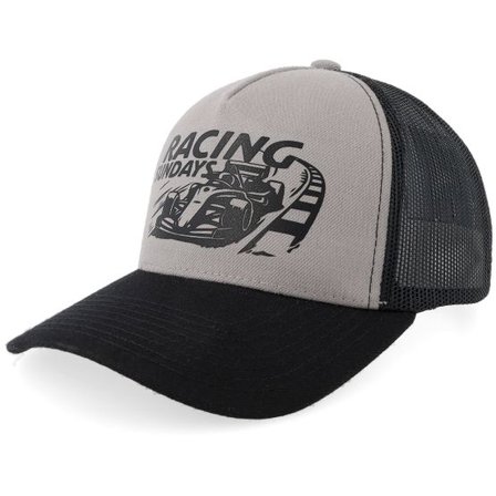 Gearshift - Grå trucker Keps - Racing Sundays Blank Light Grey/Black A-frame Trucker @ Hatstore