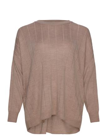 Cartess Ls O-Neck Knt Tops Sweatshirts & Hoodies Sweatshirts Brown ONLY Carmakoma