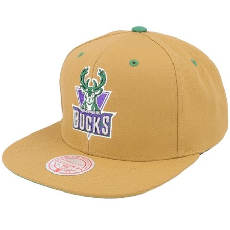 Mitchell & Ness - Beis snapback Gorra - Milwaukee Bucks Wheat Tc Tan Snapback @ Hatstore