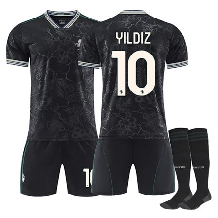 25-26 Juventus F.C. Udebane Tredje Trøjer NO.10 YILDIZ Sæt Børn Voksen Fodboldudstyr med Sokker
