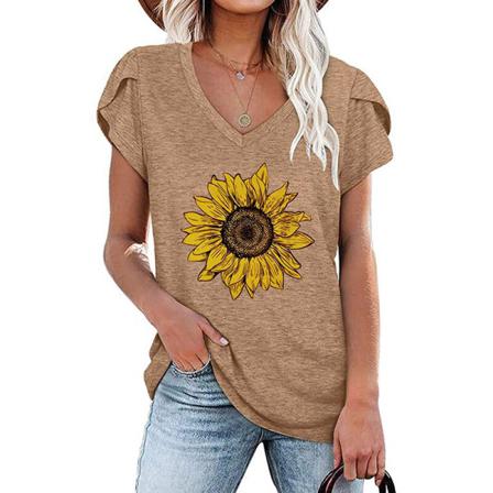 Kortärmad T-shirt För Kvinnor V-ringad S